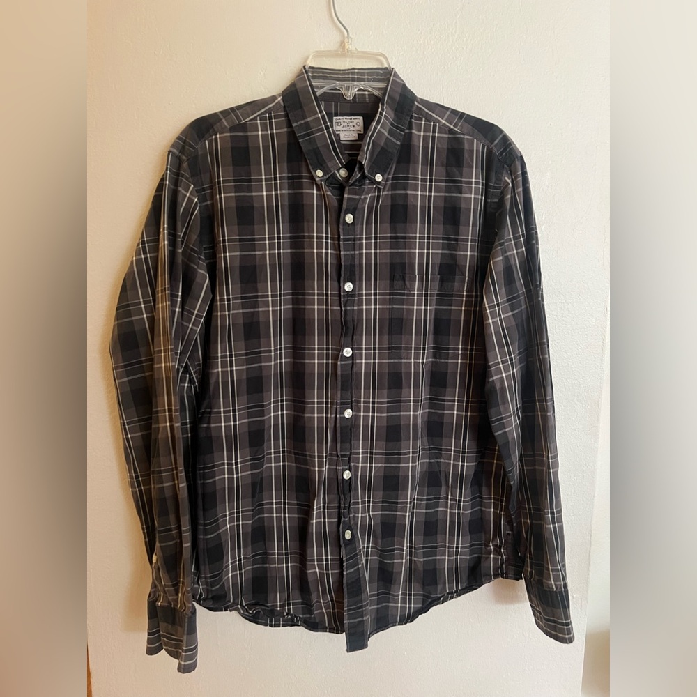 J Crew Men's Black Plaid Shirt